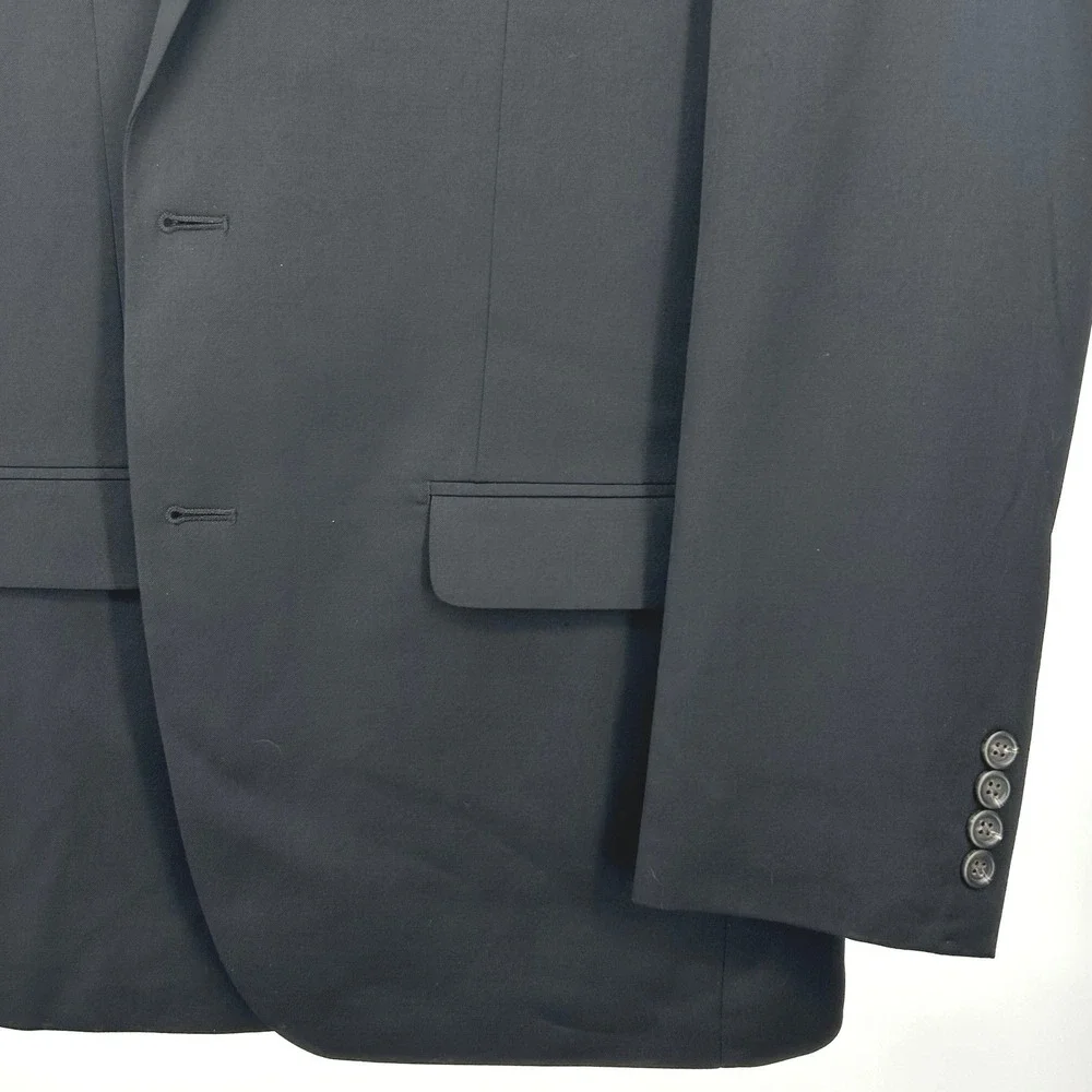 Chaps Suit Mens 40R‎ Black Wool Blend 2-Button Solid Classic Formal Career